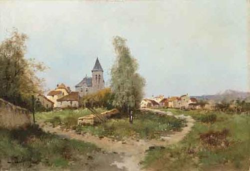 Eugene Galien-Laloue The path outside the village France oil painting art